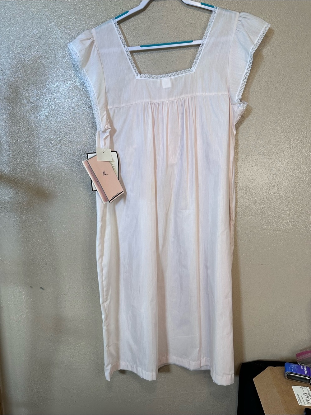 Barbizon Embroidered with Pinch Pleated Soft Pink Lace-Trim Nightgown - Picture 11 of 15